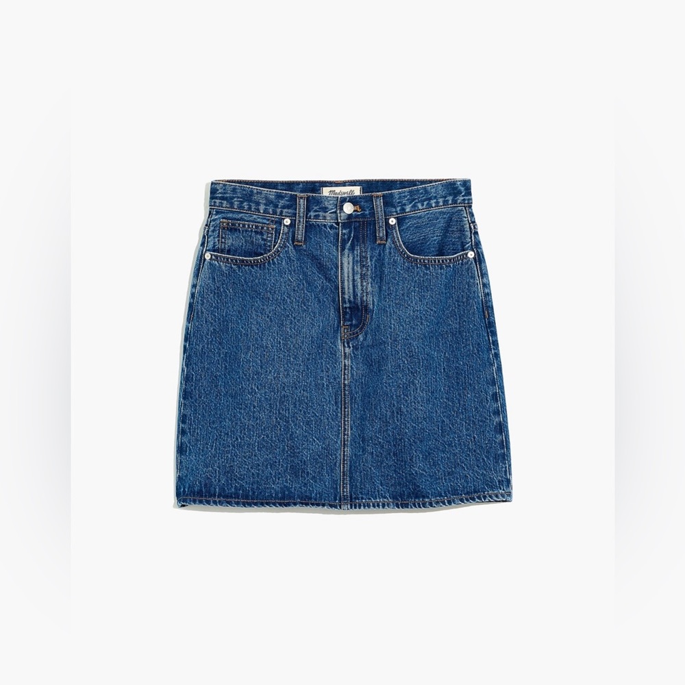 MADEWELL - Rigid Denim High-Waist Straight Mini Skirt in Delevan Wash